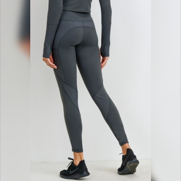 Ribbed & Smooth Combo Highwaist Leggings - Picture 4 of 7
